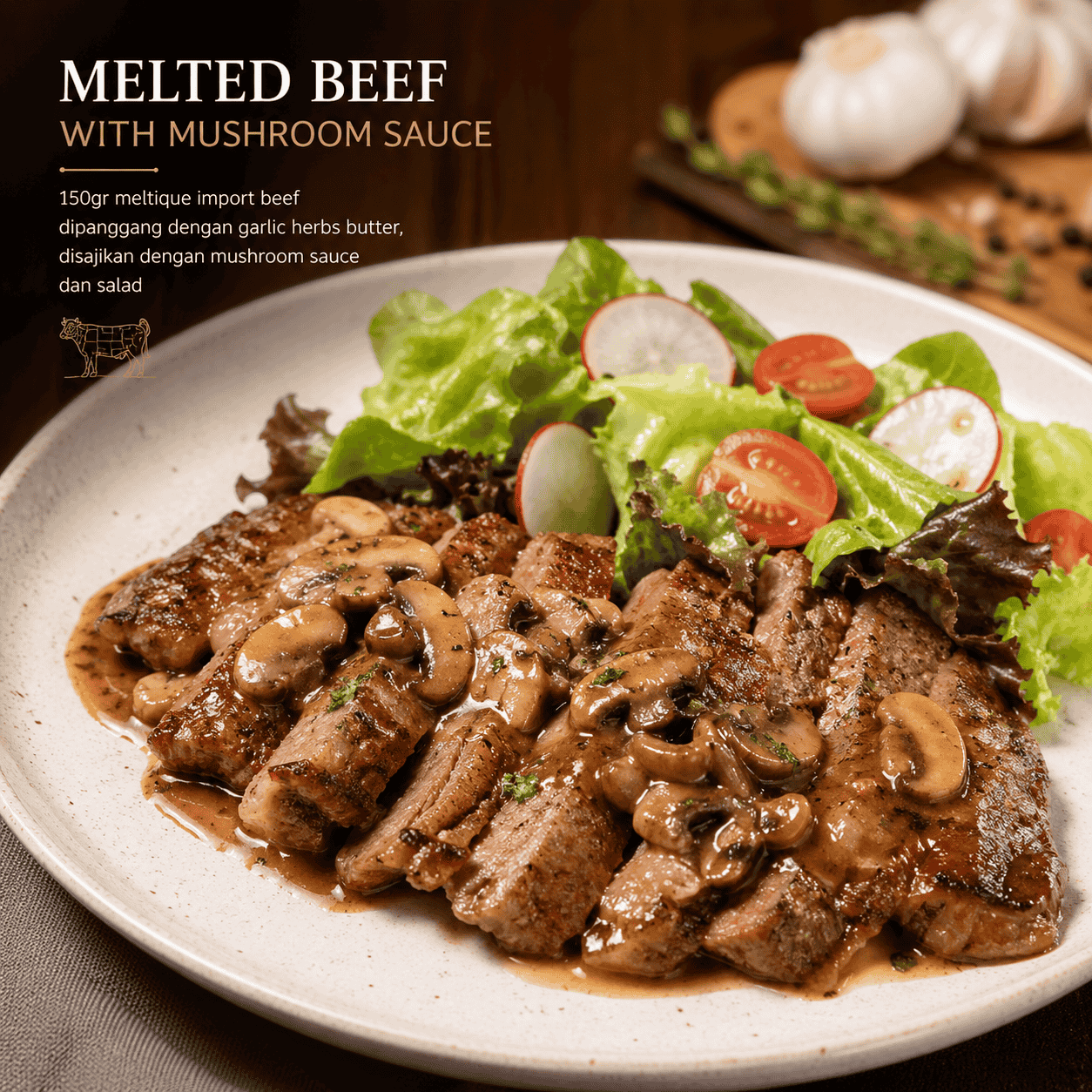 Melted Beef With Mushroom Sauce Kopi-Q